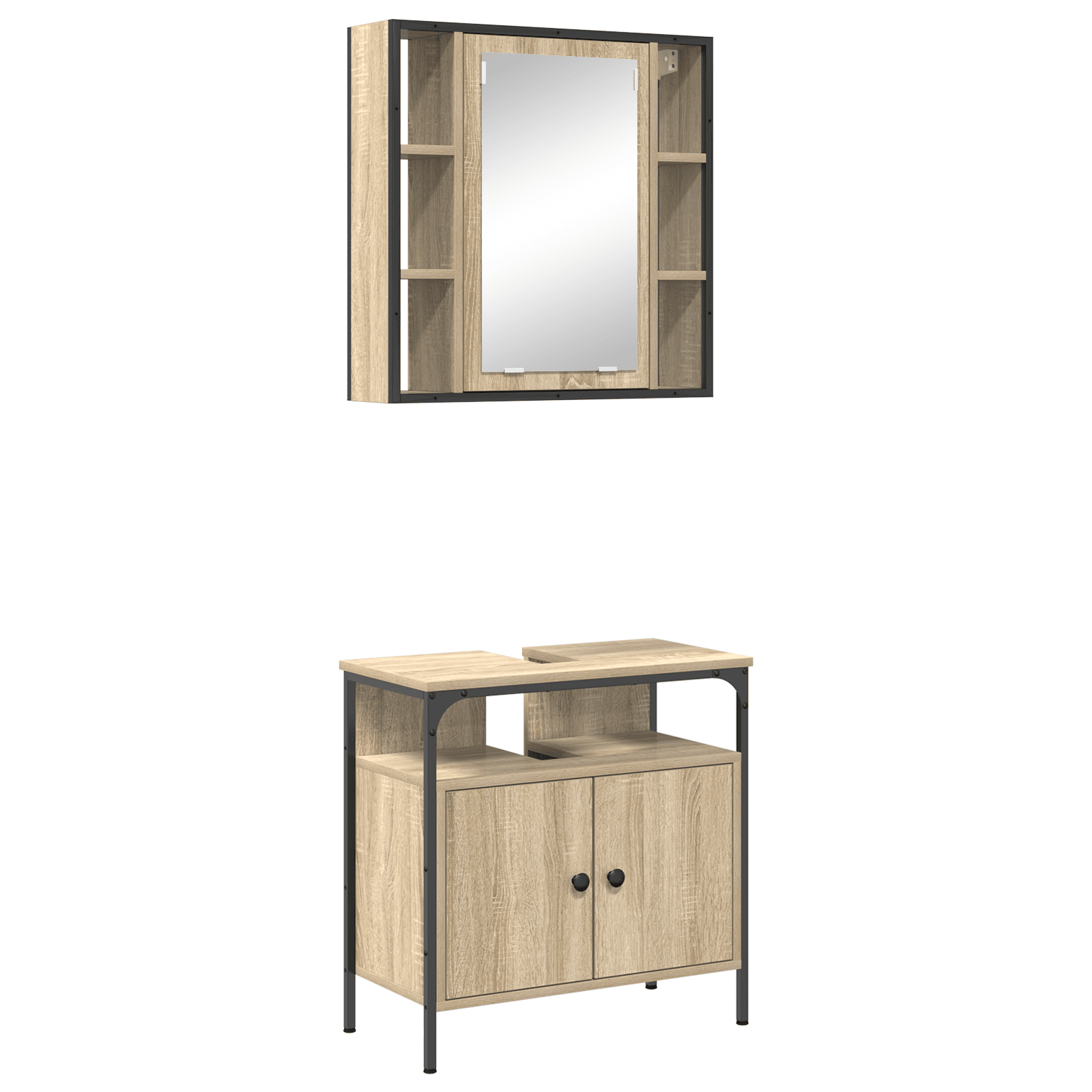 2 Piece Bathroom Cabinet Set Sonoma Oak Engineered Wood - Bargainia.com - 8721158947673 - 3345130