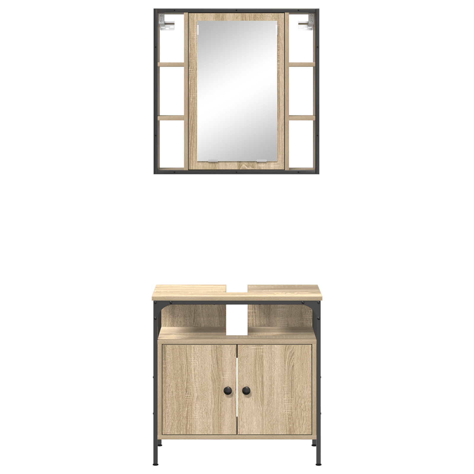 2 Piece Bathroom Cabinet Set Sonoma Oak Engineered Wood - Bargainia.com - 8721158947673 - 3345130