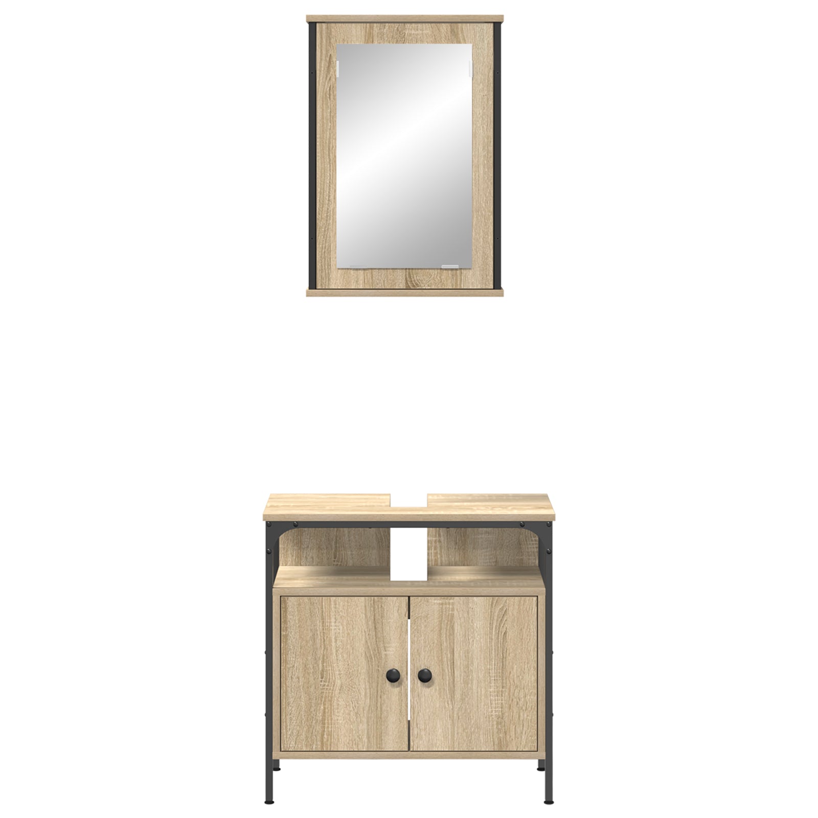 2 Piece Bathroom Cabinet Set Sonoma Oak Engineered Wood - Bargainia.com - 8721158947697 - 3345132