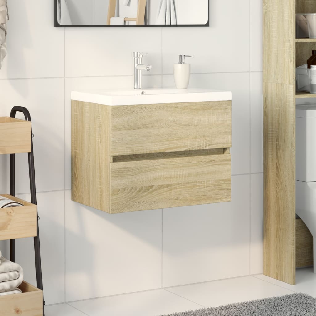 2 Piece Bathroom Furniture Set Ceramic and Engineered Wood - Bargainia.com - 8721158340092 - 3307662