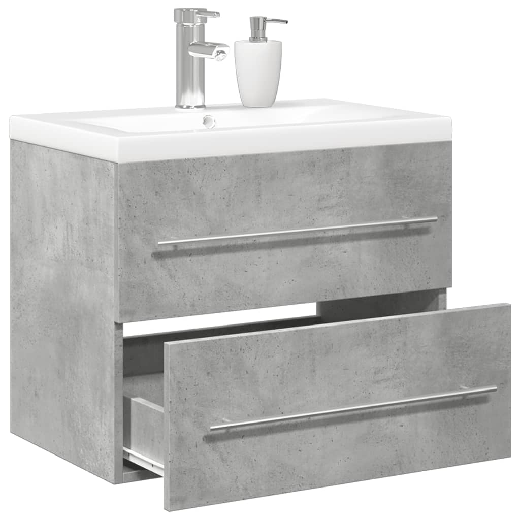 2 Piece Bathroom Furniture Set Concrete Grey Engineered Wood - Bargainia.com - 