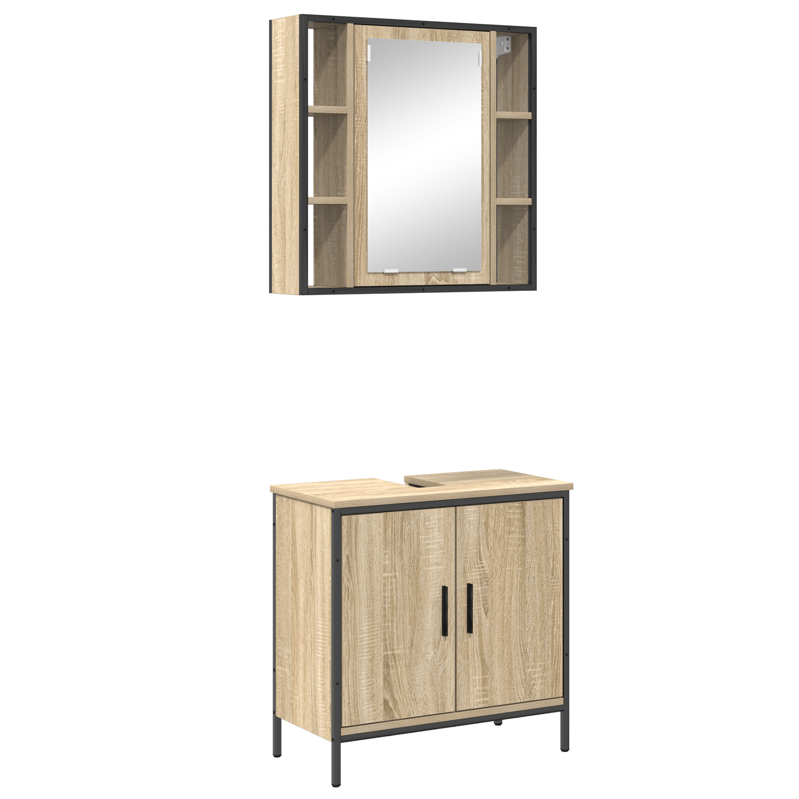 2 Piece Bathroom Furniture Set Sonoma Oak Engineered Wood - Bargainia.com - 8721158947659 - 3345128