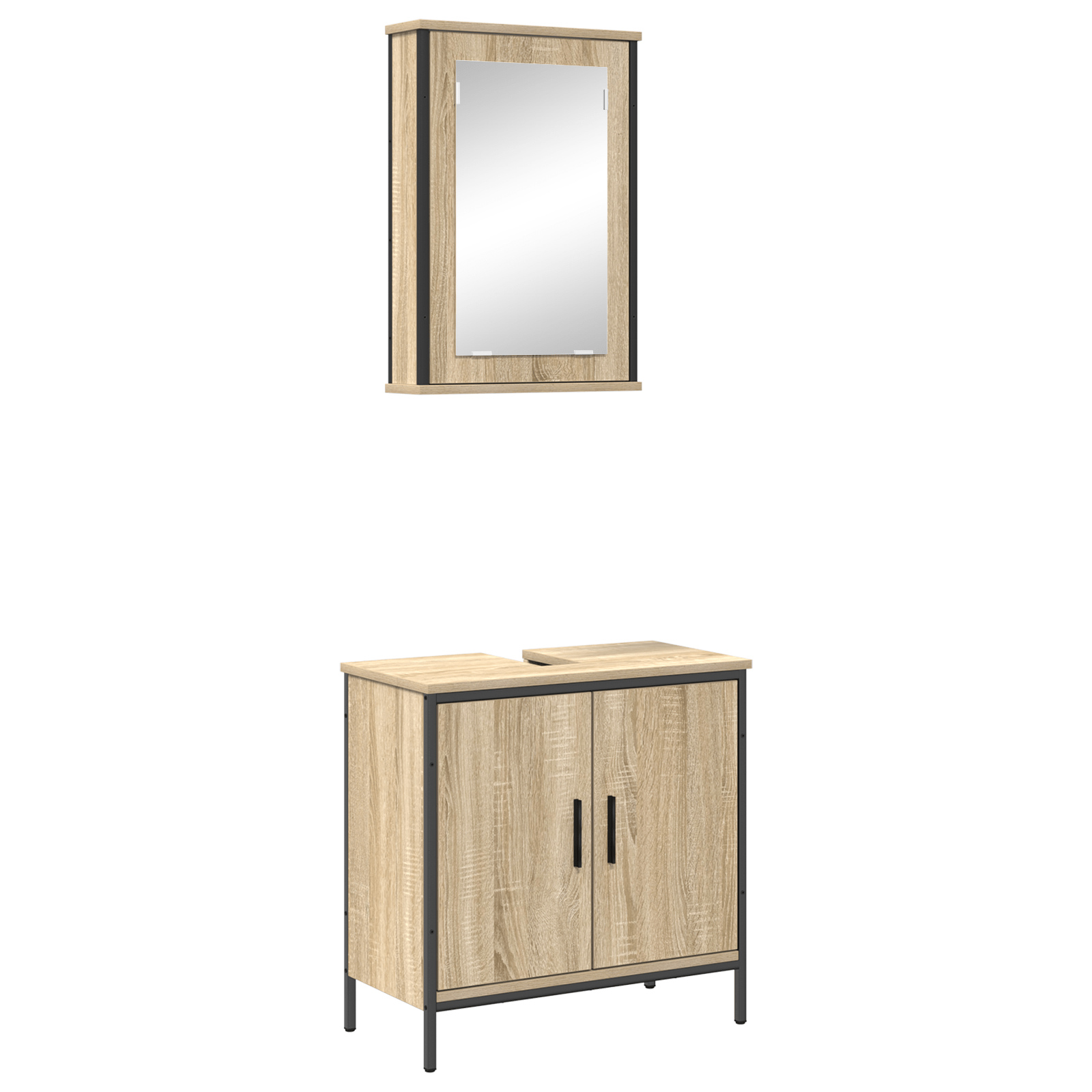 2 Piece Bathroom Furniture Set Sonoma Oak Engineered Wood - Bargainia.com - 8721158947680 - 3345131