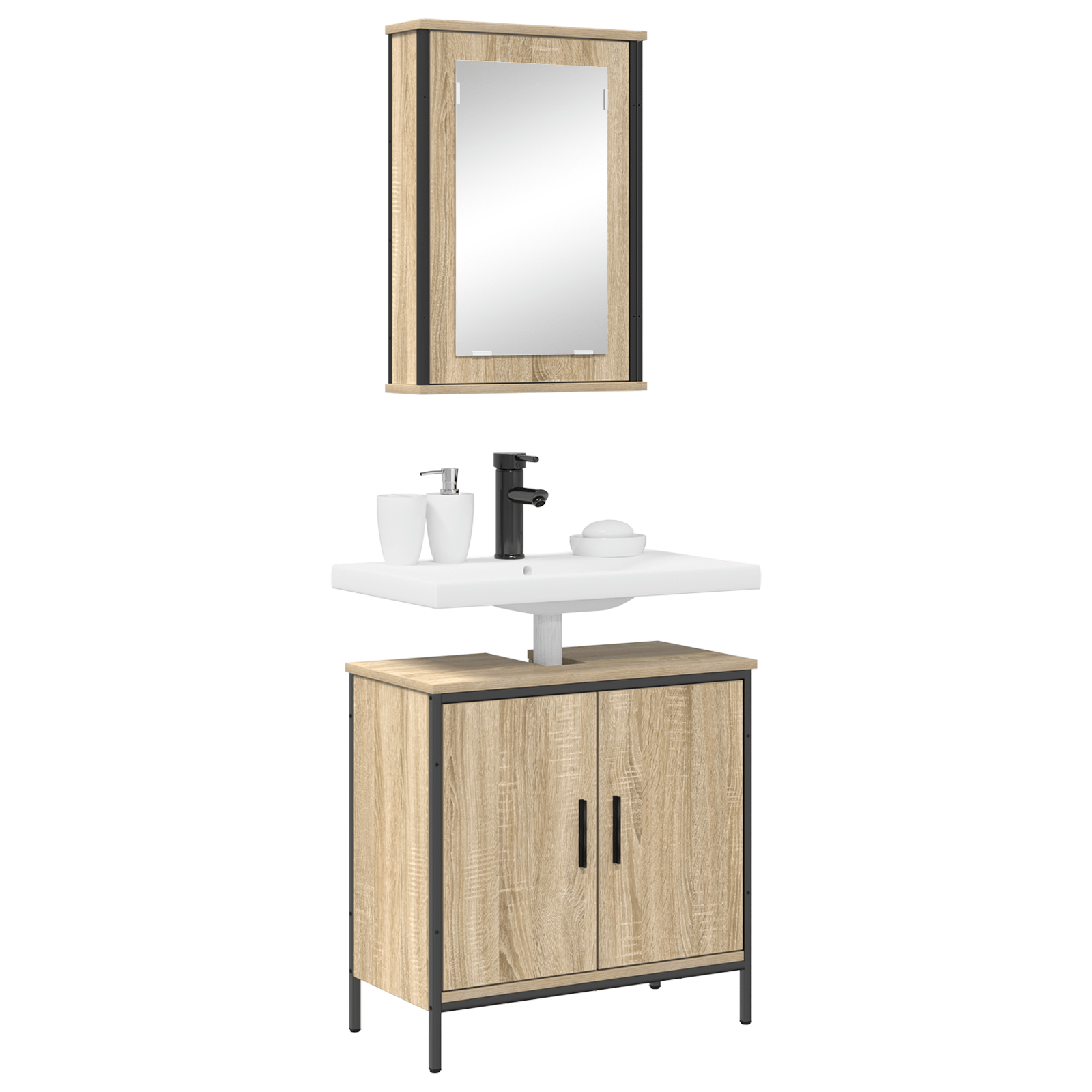 2 Piece Bathroom Furniture Set Sonoma Oak Engineered Wood - Bargainia.com - 8721158947680 - 3345131