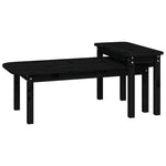 2 Piece Coffee Table Set Black Solid Wood Pine - Bargainia.com - 