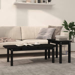 2 Piece Coffee Table Set Black Solid Wood Pine - Bargainia.com - 