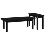 2 Piece Coffee Table Set Black Solid Wood Pine - Bargainia.com - 