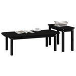 2 Piece Coffee Table Set Black Solid Wood Pine - Bargainia.com - 