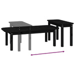 2 Piece Coffee Table Set Black Solid Wood Pine - Bargainia.com - 