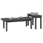 2 Piece Coffee Table Set Grey Solid Wood Pine - Bargainia.com - 