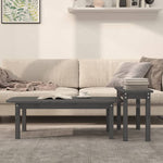 2 Piece Coffee Table Set Grey Solid Wood Pine - Bargainia.com - 