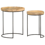 2 Piece Coffee Table Set Solid Mango Wood and Steel - Bargainia.com - 