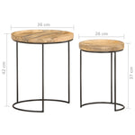 2 Piece Coffee Table Set Solid Mango Wood and Steel - Bargainia.com - 
