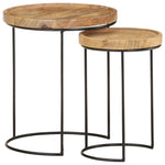 2 Piece Coffee Table Set Solid Mango Wood and Steel - Bargainia.com - 