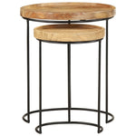 2 Piece Coffee Table Set Solid Mango Wood and Steel - Bargainia.com - 