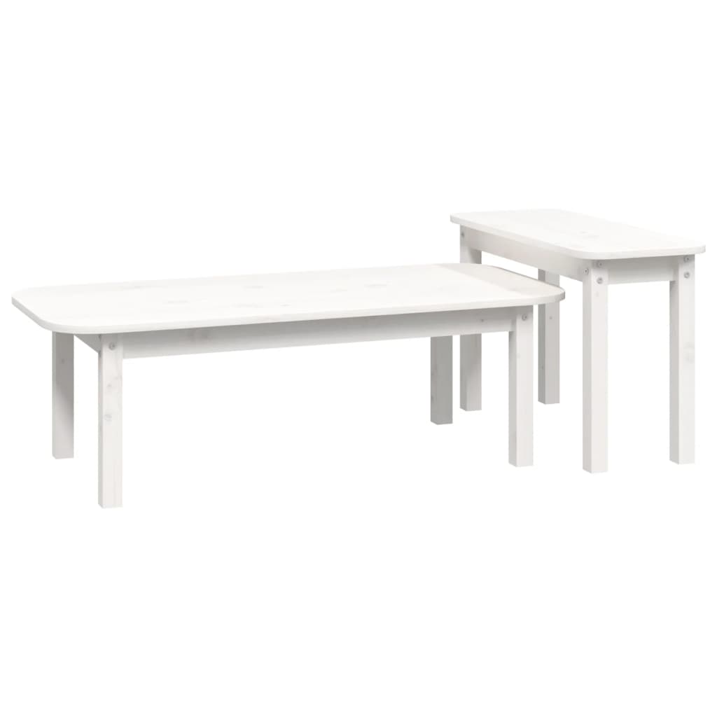 2 Piece Coffee Table Set White Solid Wood Pine - Bargainia.com - 8720287208600 - 822363