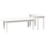 2 Piece Coffee Table Set White Solid Wood Pine - Bargainia.com - 