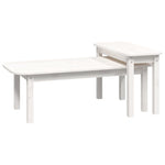 2 Piece Coffee Table Set White Solid Wood Pine - Bargainia.com - 