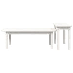 2 Piece Coffee Table Set White Solid Wood Pine - Bargainia.com - 