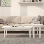 2 Piece Coffee Table Set White Solid Wood Pine - Bargainia.com - 