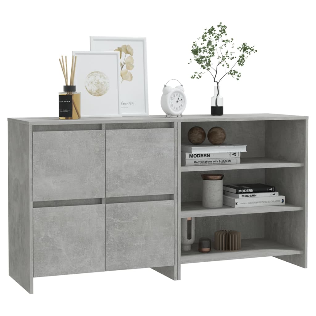 2 Piece Sideboard Concrete Grey Engineered Wood - Bargainia.com - 