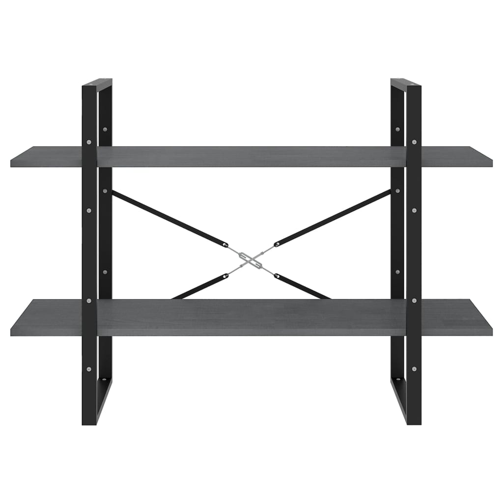 2 - Tier Book Cabinet Grey 100x30x70 cm Solid Pine Wood - Bargainia.com - 8720286567647 - 806474