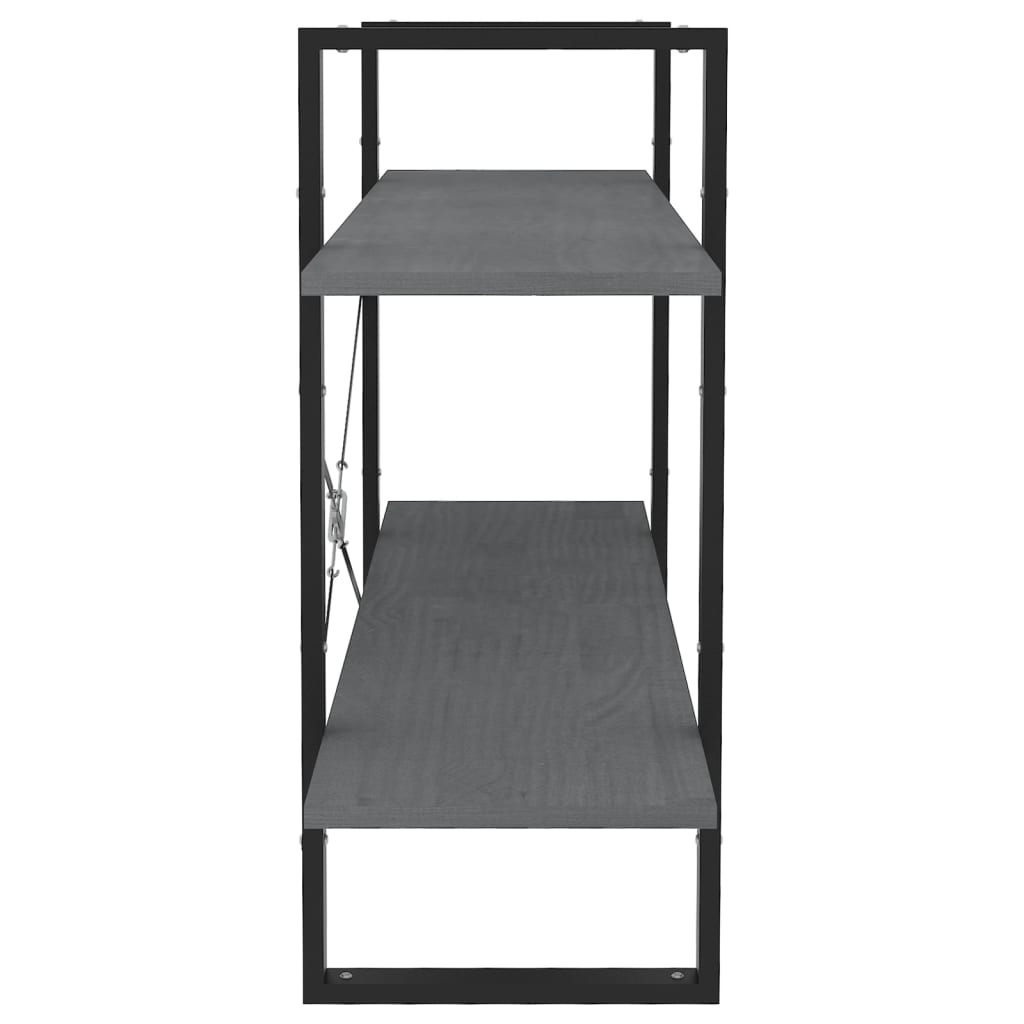 2 - Tier Book Cabinet Grey 100x30x70 cm Solid Pine Wood - Bargainia.com - 8720286567647 - 806474