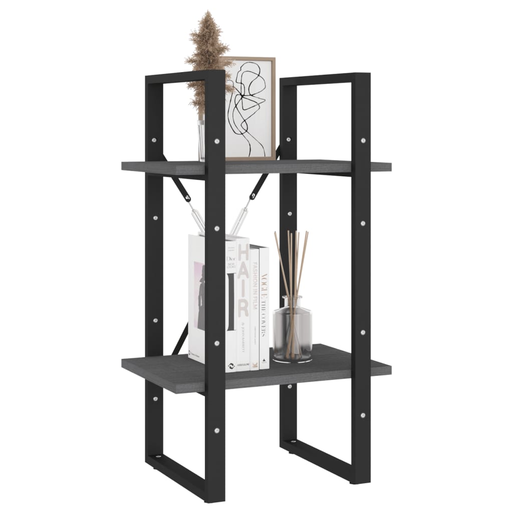 2 - Tier Book Cabinet Grey 40x30x70 cm Solid Pine Wood - Bargainia.com - 8720286567043 - 806414