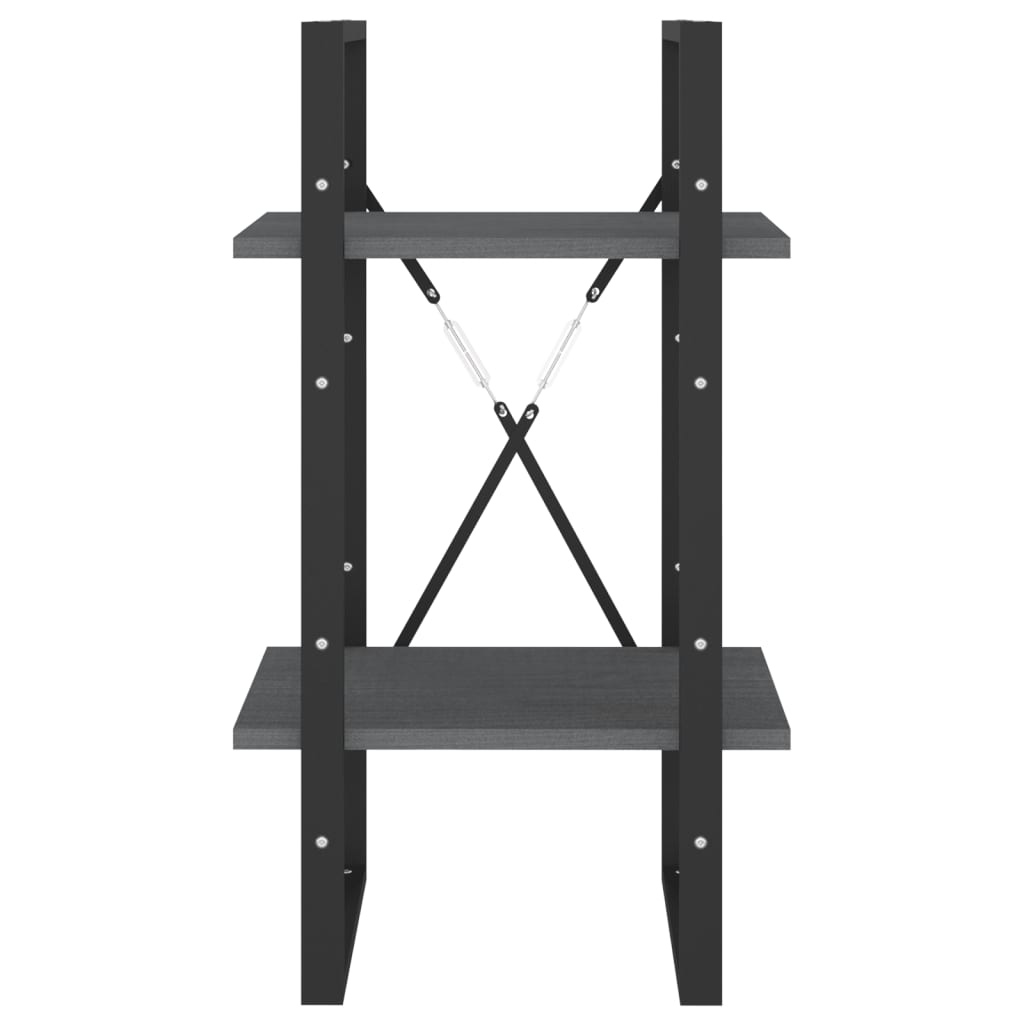 2 - Tier Book Cabinet Grey 40x30x70 cm Solid Pine Wood - Bargainia.com - 8720286567043 - 806414