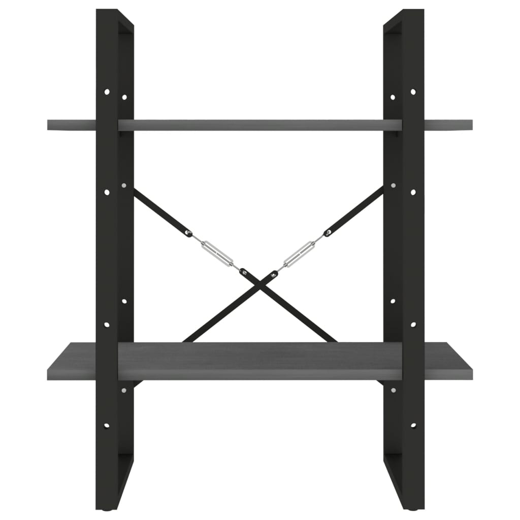 2 - Tier Book Cabinet Grey 60x30x70 cm Solid Pine Wood - Bargainia.com - 8720286567241 - 806434