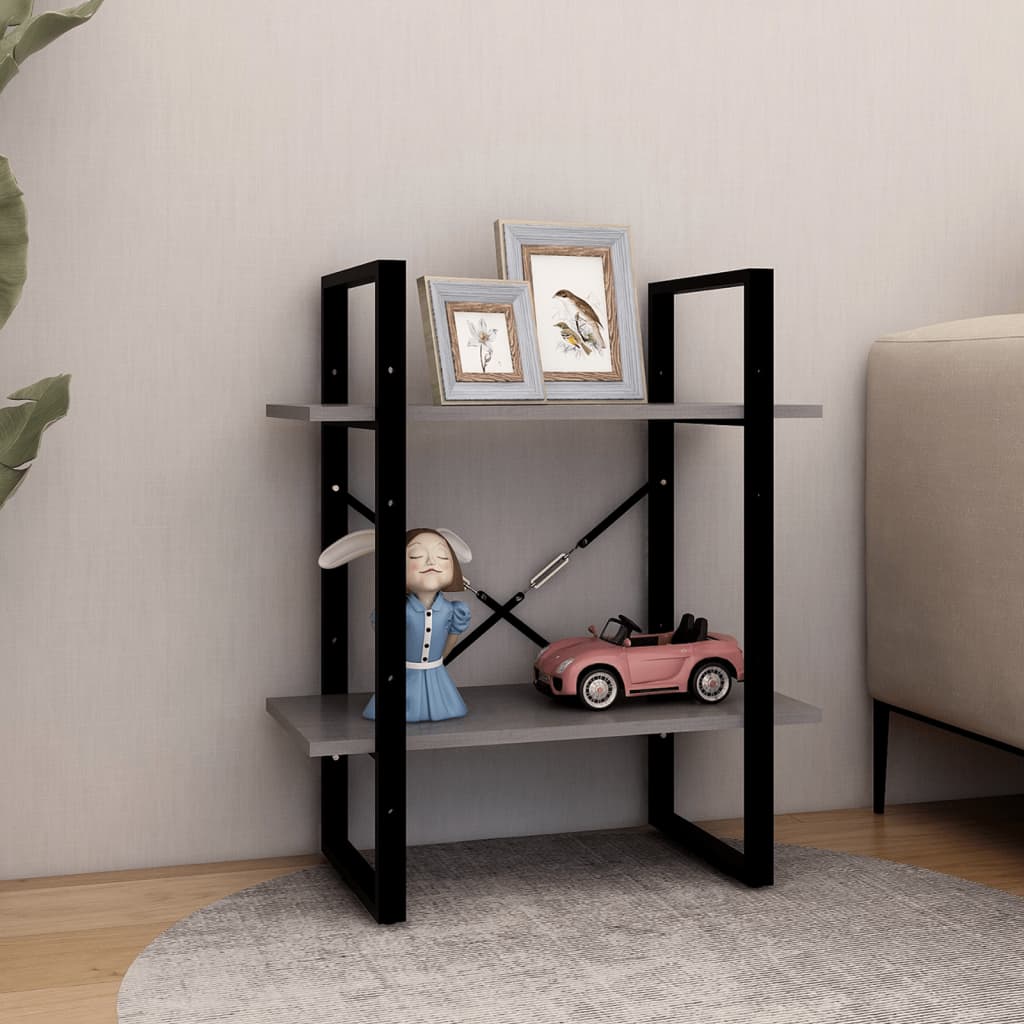 2 - Tier Book Cabinet Grey 60x30x70 cm Solid Pine Wood - Bargainia.com - 8720286567241 - 806434