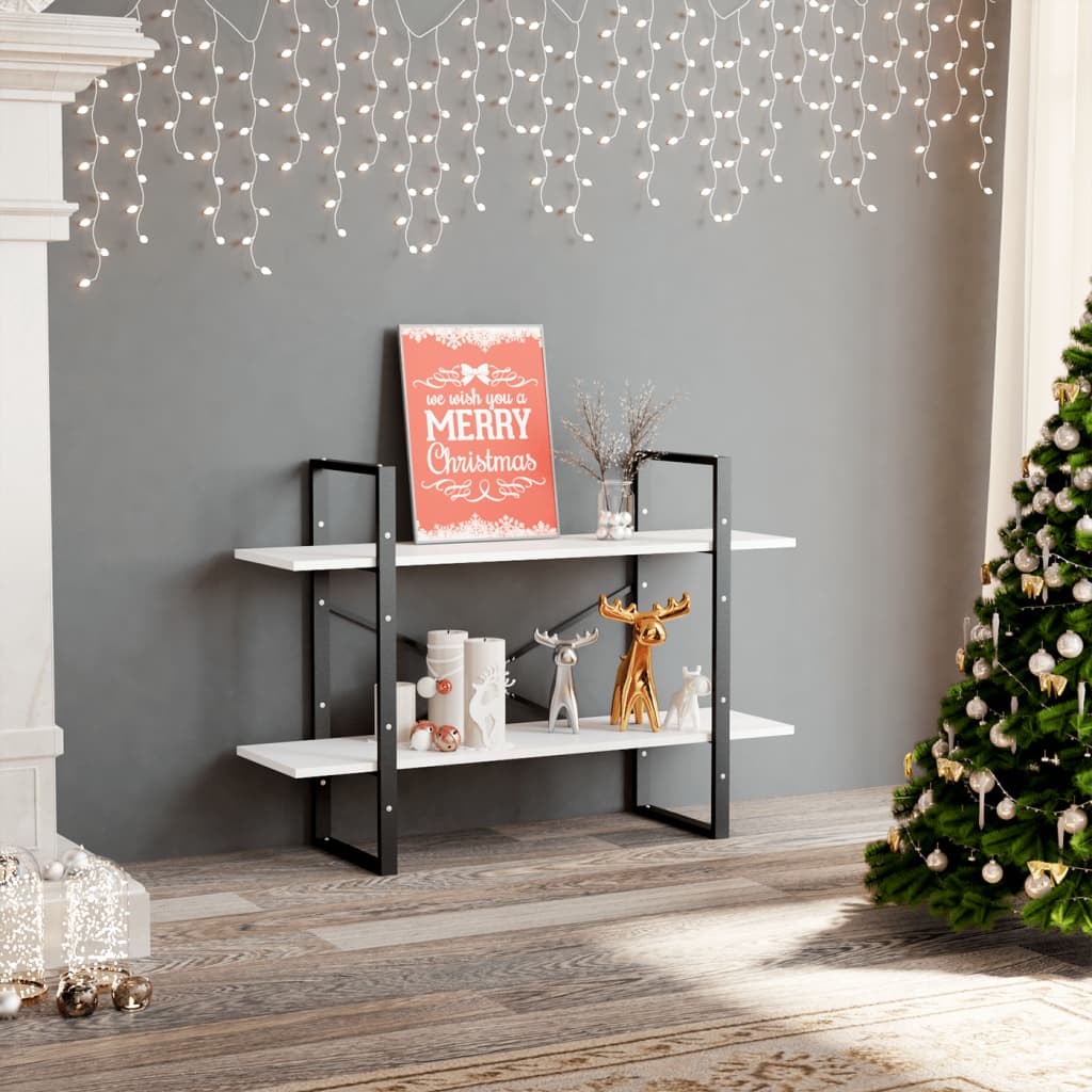 2 - Tier Book Cabinet White 100x30x70 cm Engineered Wood - Bargainia.com - 8720286567579 - 806467