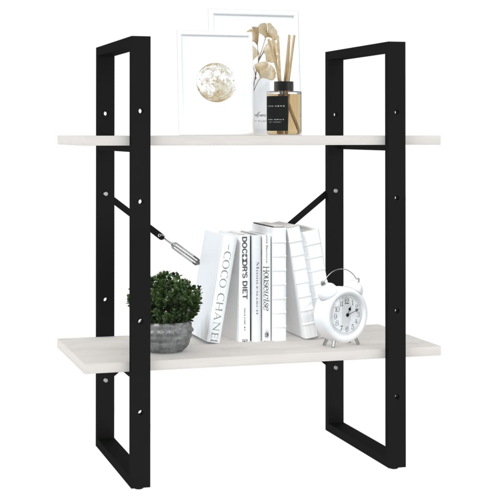 2 - Tier Book Cabinet White 60x30x70 cm Solid Pine Wood - Bargainia.com - 8720286567234 - 806433