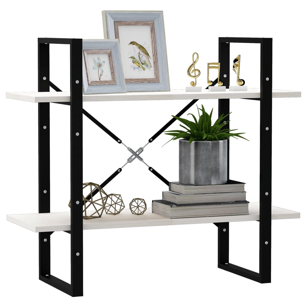 2 - Tier Book Cabinet White 80x30x70 cm Solid Pine Wood - Bargainia.com - 8720286567432 - 806453