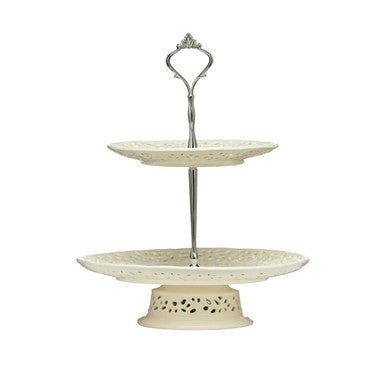2 Tier Ceramic Lace Cake Plate - Bargainia.com - 5018705548654