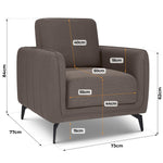 Brixton Dark Brown Linen Look Fabric Armchair, Modern Accent Chair with Solid Wood Frame and Black Steel Legs