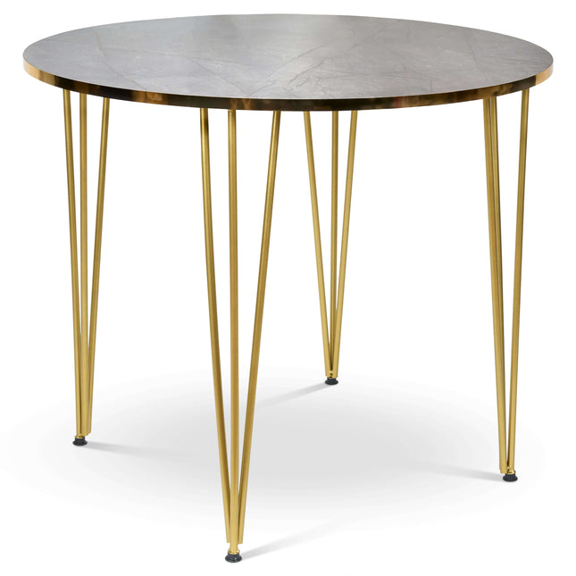 Coffee Table Grey Marble & Gold Effect Hair Pin Legs 90cm