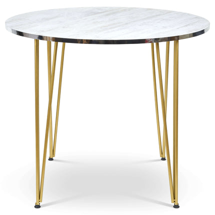 Coffee Table with Wood &amp; Silver Effect and Gold Hairpin Legs - 90cm