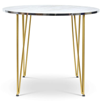 Coffee Table with Wood &amp; Silver Effect and Gold Hairpin Legs - 90cm