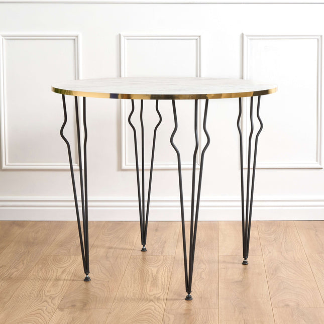 Coffee Table Wood & Gold Effect Hair Pin Legs 90cm