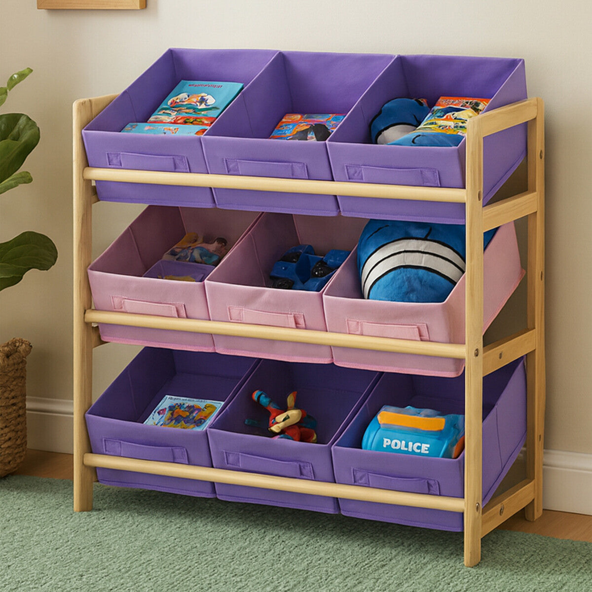 9 Canvas Tubs Kids Storage Unit