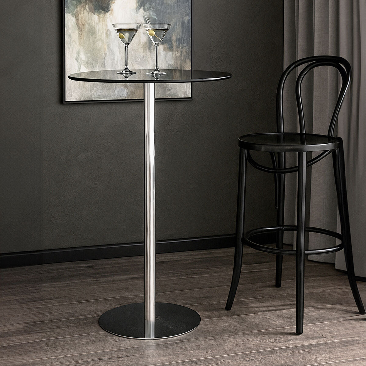 Adam Black Tempered Glass Bar Table