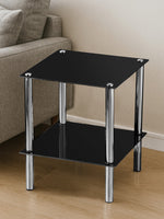 Adam 2 Tier Black Glass End Table