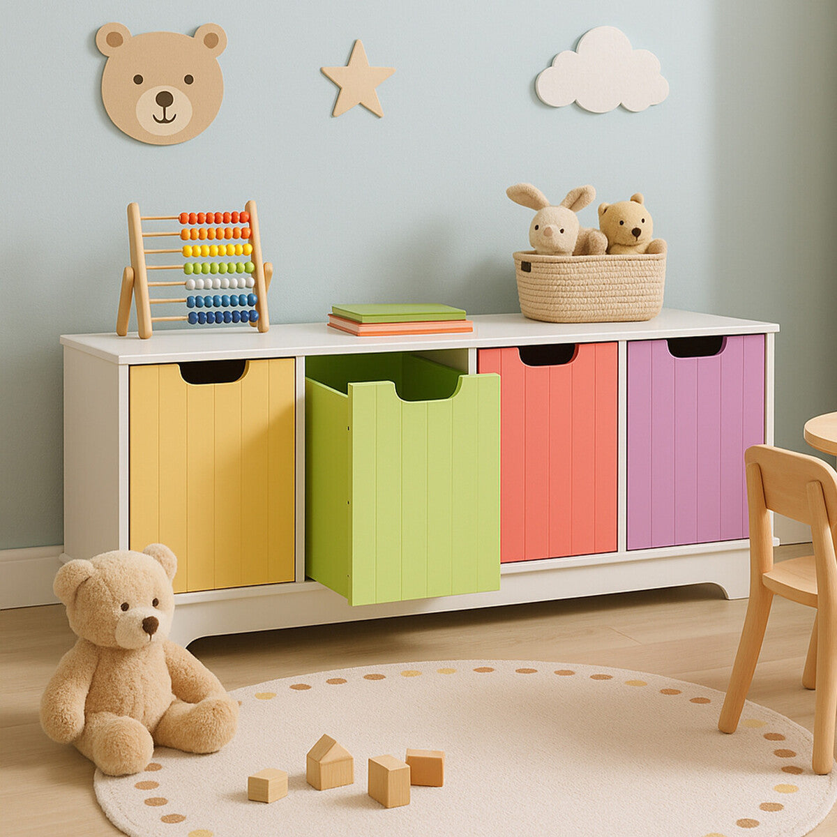 Isla Kids White 4 Coloured Boxes Storage Unit
