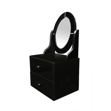 Gala Black Glass Vanity Mirror With Drawers