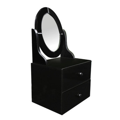 Gala Black Glass Vanity Mirror With Drawers