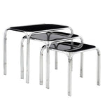 Jordan Set Of Three Black Glass Nest Of Tables