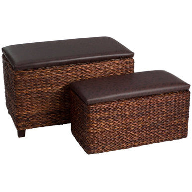 Cattail Leaf Ottoman Storage - Set of 2