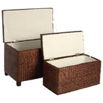 Cattail Leaf Ottoman Storage - Set of 2