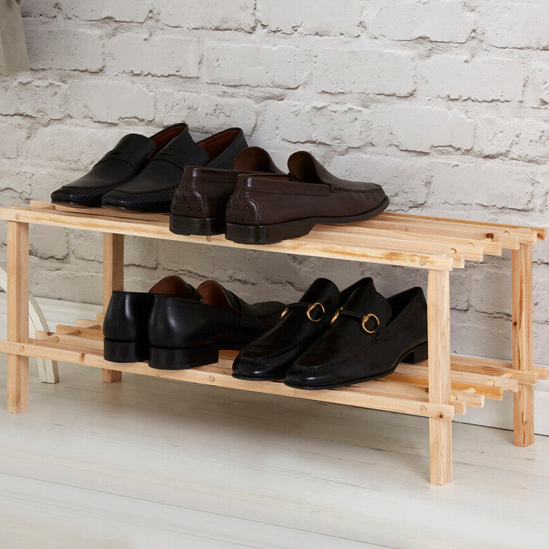 Arla Natural And Cedar Wood 2 Tier Shoe Rack
